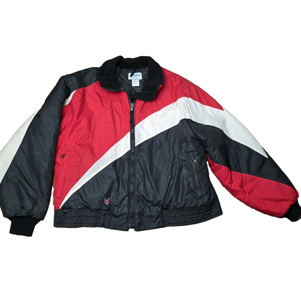 Vintage Midwest By Fox Point Jacket Mens XL Ski Puffer Red Black Colorblock 90s